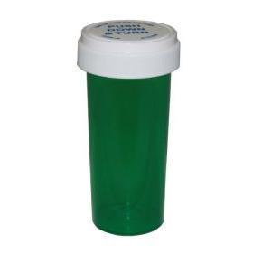 Pharmacy Vials with Reversible Cap, GREEN 16 Dram Dual Purpose, Caps Included [QTY. 240]